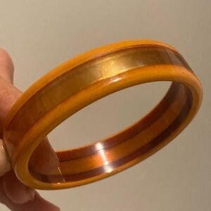 RARE Vintage Bakelite 2 Color Bangle Bracelet Mustard yellow and Amber